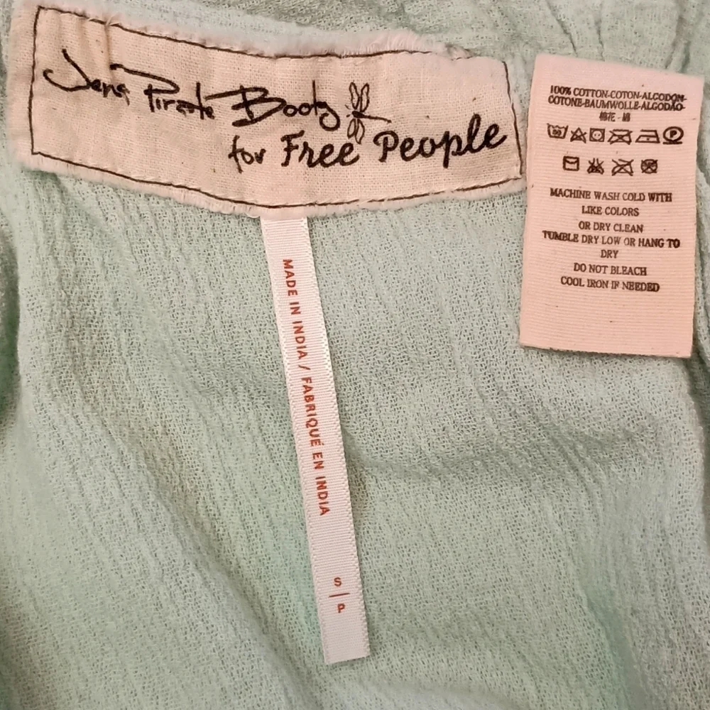 Jen's Pirate Booty for Free People Mint Green Puff Sleeve Top